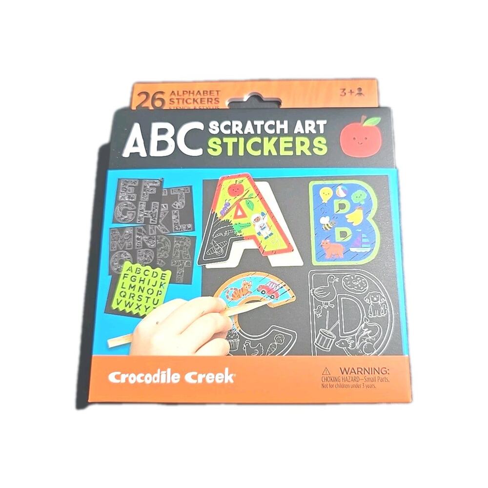 13014 Crocodile Creek Scratch Art Alphabet Stickers 5 Blank Stencil Stylus
